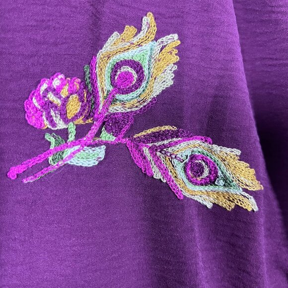 FIGS AND FLOWERS Estilo Floral Boho Embroidered Peasant Blouse Button Top 3x - Picture 4 of 8